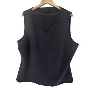 Banana Republic Boat Neck Shell Top XXL Blue Sleeveless Stretch Knit Career